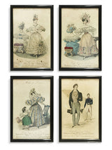 Colección de 14 Grabados Antiguos 'Petit Courrier des Dames'