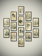 Colección de 14 Grabados Antiguos 'Petit Courrier des Dames'