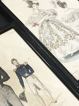 Colección de 14 Grabados Antiguos 'Petit Courrier des Dames'