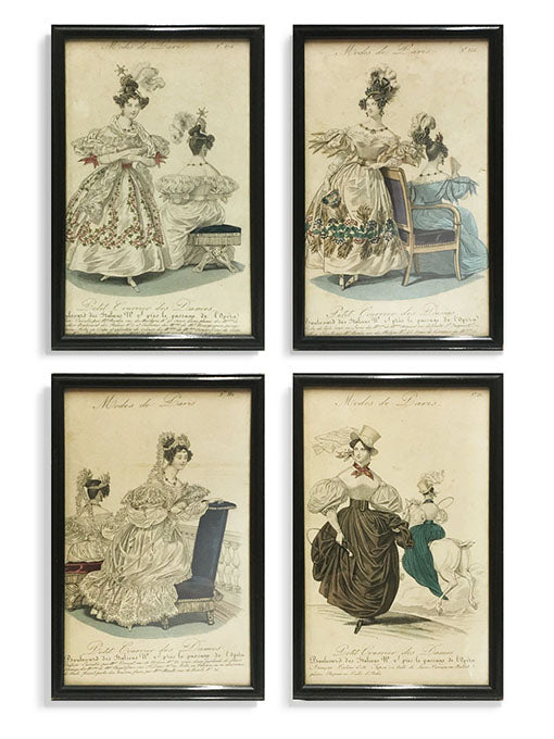 Colección de 14 Grabados Antiguos 'Petit Courrier des Dames'