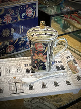 Taza para Infusiones con Tapa y Cuchara 'Glamour' - Paisley Blue - 320 ml