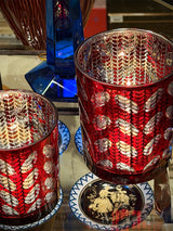 Portavela de Cristal Rojo 'Flakes' - Pequeño