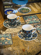 Juego de 2 Tazas y Platos de Espresso 'Strawberry Thief' - William Morris