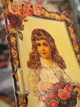 Hoja Cromo Alemán 'Retrato de Una Niña con Flores'