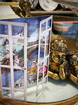 Tarjeta de Navidad y Adviento 'Ventana Nostálgica' - Blanca con Paisaje
