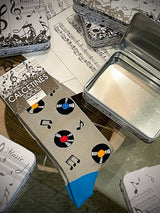 Calcetines en Caja de Lata 'Discos' - Gris