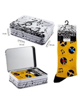 Calcetines en Caja de Lata 'Discos' - Mostaza