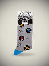 Calcetines en Caja de Lata 'Discos' - Gris