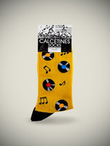 Calcetines en Caja de Lata 'Discos' - Mostaza