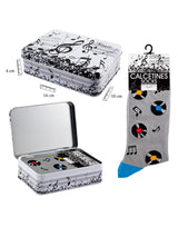 Calcetines en Caja de Lata 'Discos' - Gris