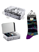 Calcetines en Caja de Lata 'Partituras Musicales' - Negro