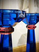 Pair of 'Art Deco' Crystal Chandeliers - Cobalt Blue