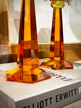 Pareja de Candelabros de Cristal 'Art Deco' - Naranja