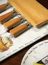 Tabla de Cortar de Cristal y 4 Cuchillos 'Les Fromages'