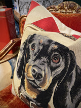 cojin-jacquard-belga-perro-daschund-sobre-papel-rayas