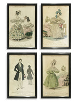 Colección de 14 Grabados Antiguos 'Petit Courrier des Dames'