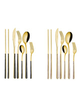 Juego de Cubertería 'Asia Pietra Verde Oro' - 24 Piezas