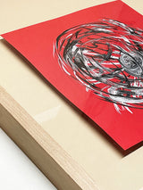 Original Painting 'Sphere on Red' - 29.5x29.5 cm - Federico Font