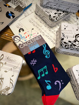 Calcetines en Caja de Lata 'Notas Musicales' - Azul