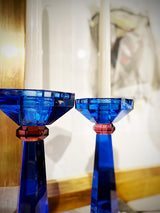 Pair of 'Art Deco' Crystal Chandeliers - Cobalt Blue