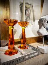 Pareja de Candelabros de Cristal 'Art Deco' - Naranja