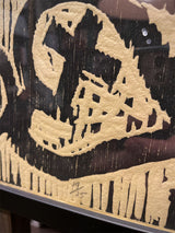 Xilografía Numerada y Firmada 'Montjuic - Serie Crema' Negro y Rojo - Victor Mira