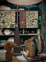 Xilografía Numerada y Firmada 'Montjuic - Serie Crema' Negro y Rojo - Victor Mira