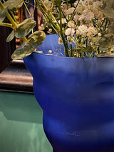 Jarrón de Cristal Azul 'Twist' - Vintage