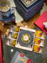 Juego de 6 Tazas y Platos de Café 'Sun & Moon'