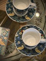 Juego de 2 Tazas y Platos de Espresso 'Strawberry Thief' - William Morris