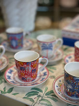 Juego de 6 Tazas y Platos de Café 'Tropical Groovy'