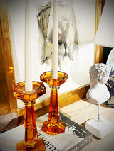 Pareja de Candelabros de Cristal 'Art Deco' - Naranja