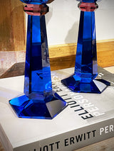 Pair of 'Art Deco' Crystal Chandeliers - Cobalt Blue