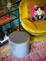 Pouf Redondo 'Countra' - Gris y Limón