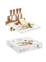 Tabla de Cortar de Cristal y 4 Cuchillos 'Les Fromages'