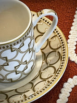 Juego de 2 Tazas de Espresso de Porcelana con Plato 'Decó'