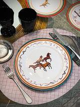 Juego de 6 Platos Llanos de Porcelana 'Equestrian'