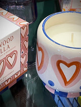 Vela A Dopo 'Rosewood Vanilla' - Diseño Corazones 8oz