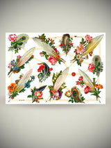 Hoja Cromos Alemanes 'Plumas y Flores'