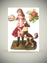 Hoja Cromos Alemanes 'Niña y Perrito'