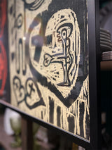 Xilografía Numerada y Firmada 'Montjuic - Serie Crema' Negro y Rojo - Victor Mira