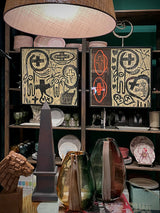 Xilografía Numerada y Firmada 'Montjuic - Serie Crema' Negro y Rojo - Victor Mira