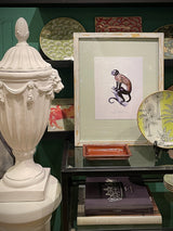 decoracion-clasica-con-urnas-y-cuadros-de-monos