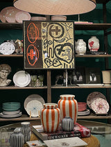 Xilografía Numerada y Firmada 'Montjuic - Serie Crema' Negro y Rojo - Victor Mira