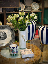 Jarrón de Cerámica Blanca con Pajarito 'Schwalbe'