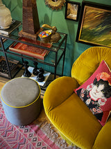 Pouf Redondo 'Countra' - Gris y Limón