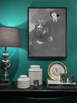 Lámina Decorativa 'Perro y Gato Victoriano'