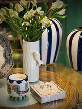 Jarrón de Cerámica Blanca con Pajarito 'Schwalbe'