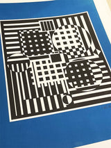 Serigrafía H.C. 'Azul, Blanco y Negro Geométrico' - Victor Vasarely