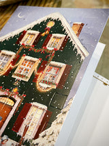 Tarjeta Calendario de Adviento 'Casa de Navidad' - Verde